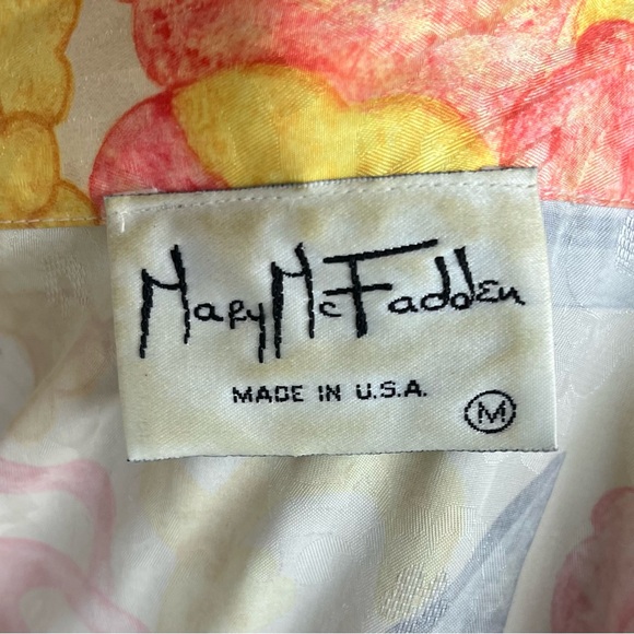 Mary McFadden LARGE Long Caftan Mumu House Dress Abstract Floral Kaftan Vintage - Picture 6 of 8